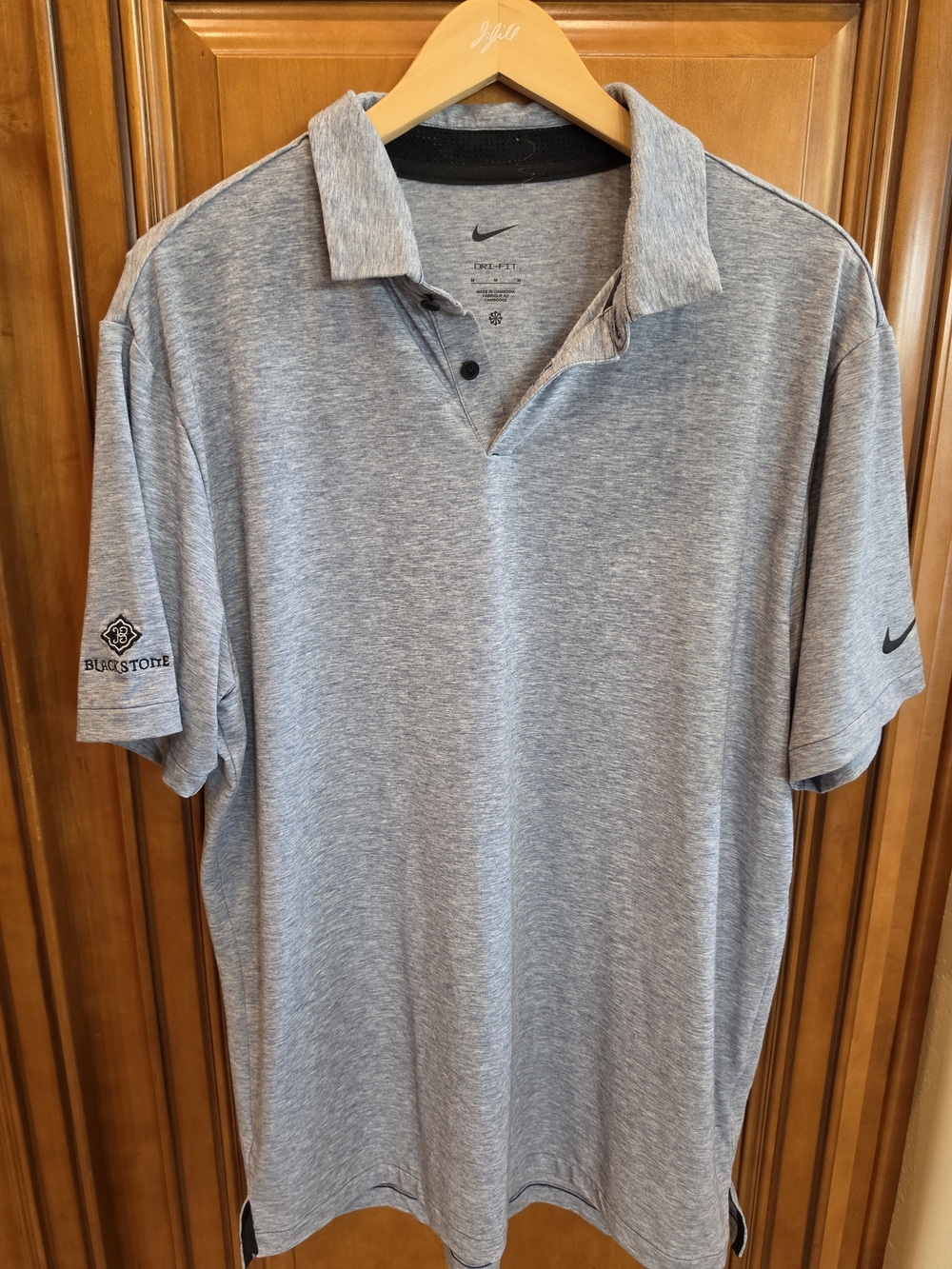 Nike Men’s Dri-FIT Polo Shirt Blackstone CC Logo M Blue EUC
